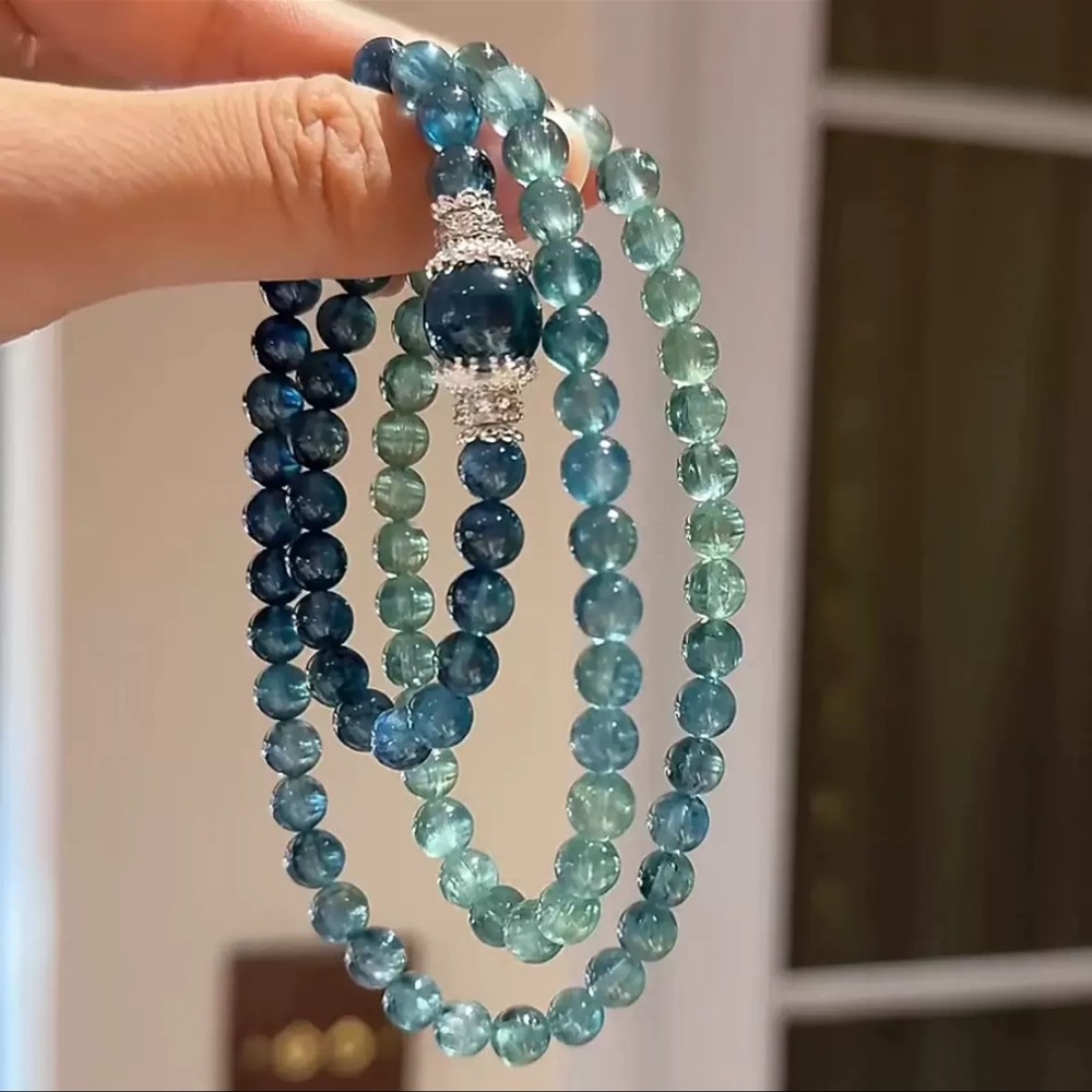 3/$20 Blue Teal Crystal Stones Beaded Stretchy Multi-layered Bracelet
